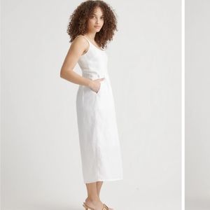 Quince White European Linen Scoop Neck Midi Dress sz M Sleeveless
